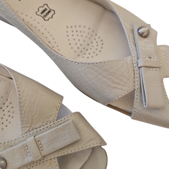 Adam's Flex VERO CUOIO Women Peep Toe Leather upper Low block Flat Shoes Size 9 - Picture 10 of 11